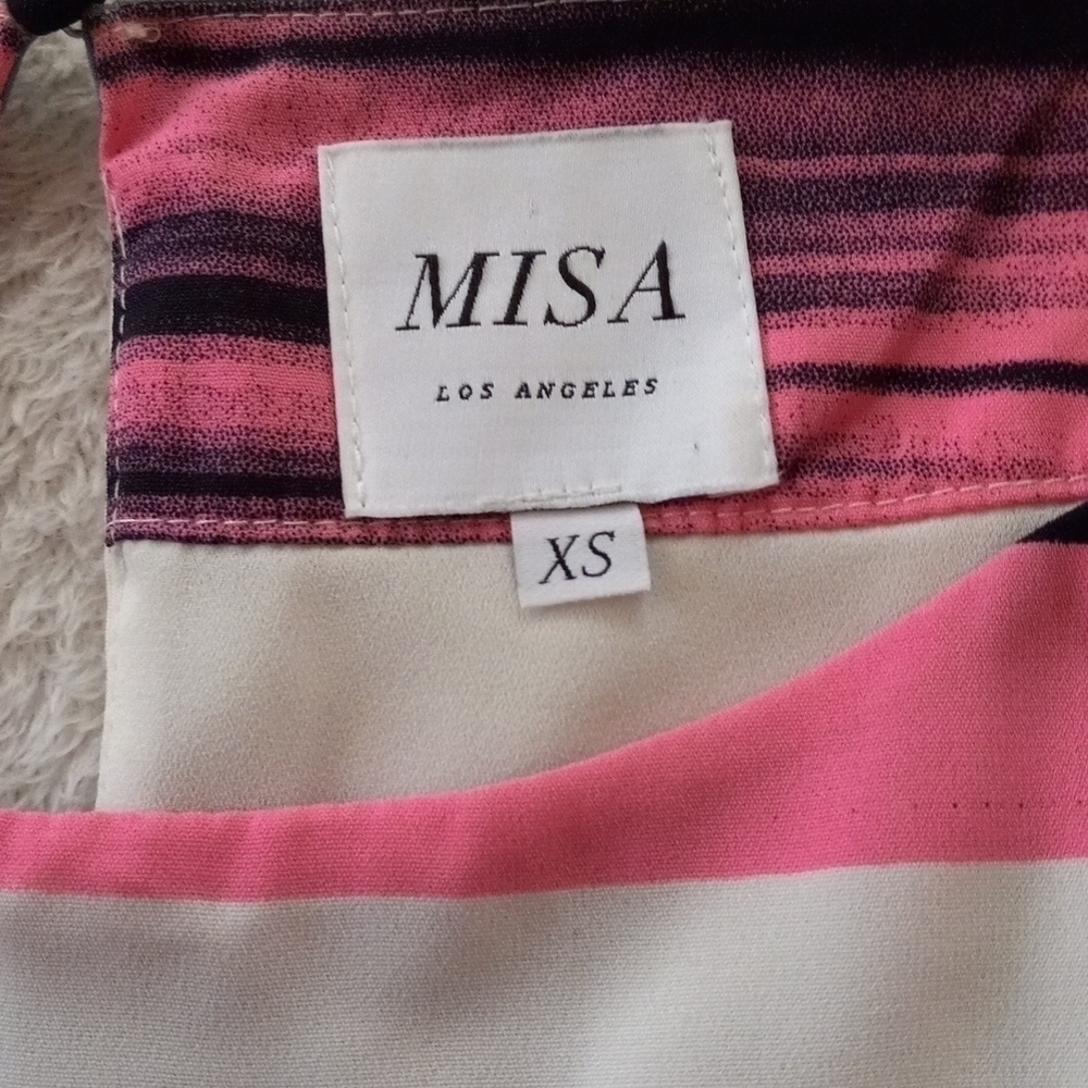 MISA Los Angeles White Multicolor Striped Dolman Sleeve Shift Dress XS - Picture 10 of 13